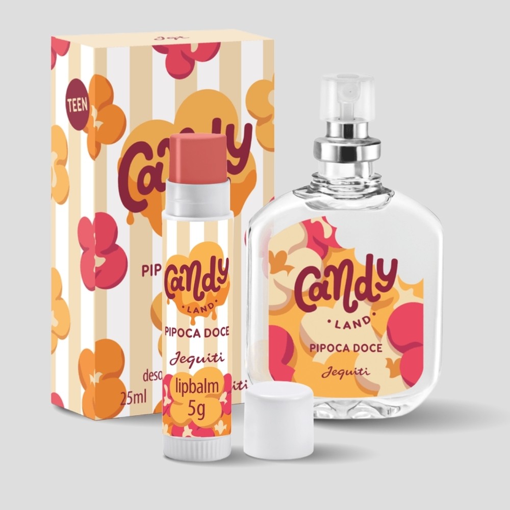 Kit Presente Jequiti Candy Land Pipoca Doce – Colônia 25ml + Lipbalm 4g