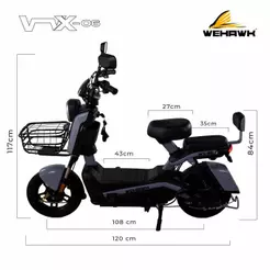 Bicicleta Scooter Elétrica 1000W Urban Wx-06 Bateria 60V 20Ah Wehawk Bateria Lítio Removível Autopropelido