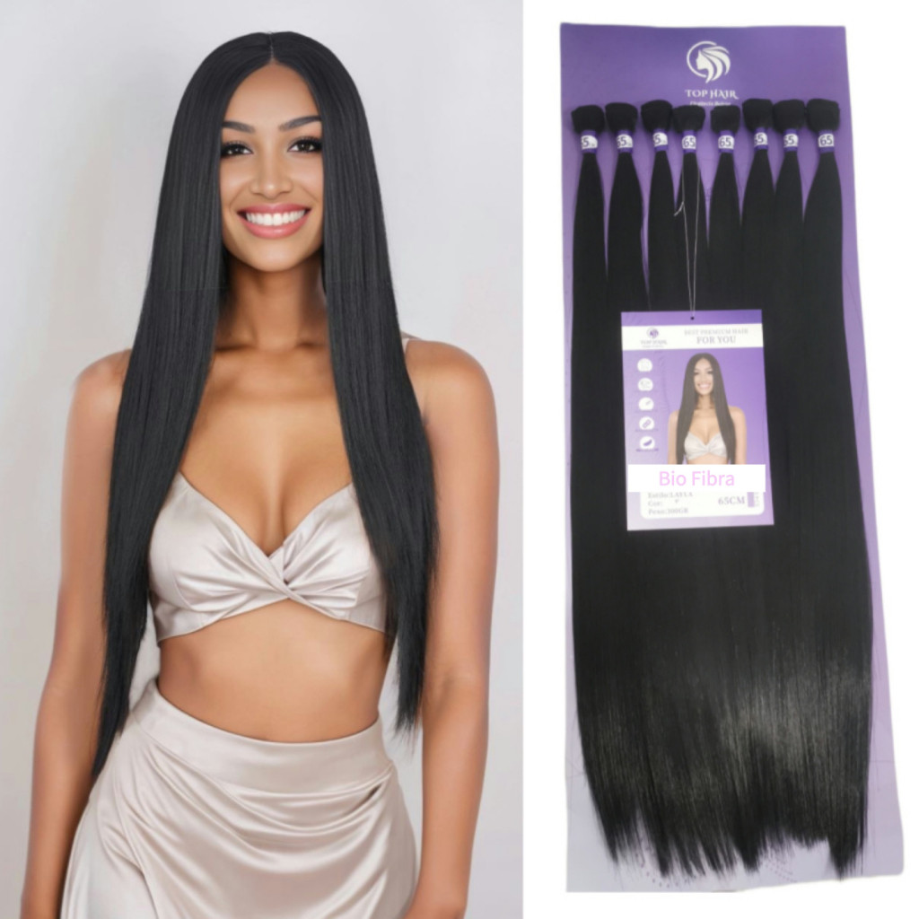 Cabelo Liso Orgânico Bio Fibra 65cm 300g 8Telas Top Hair