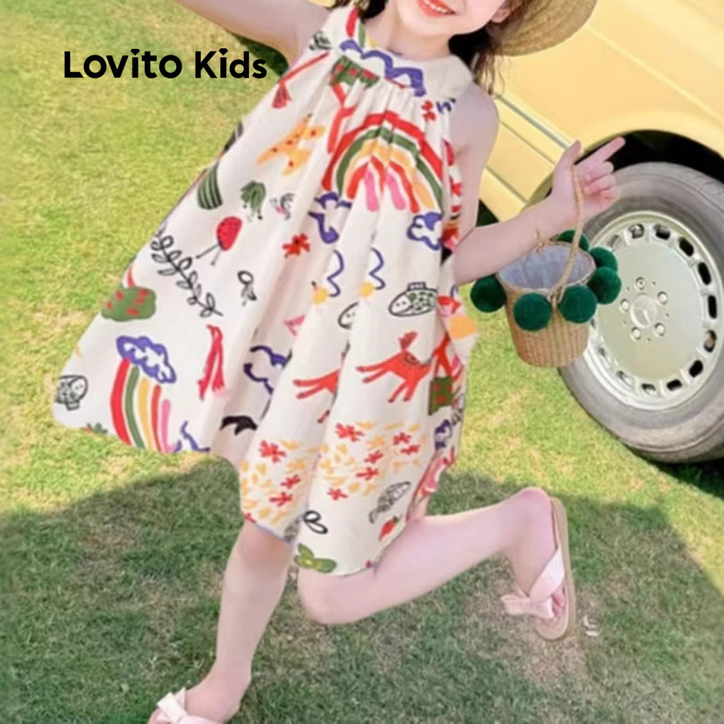 Lovito Kids Vestido Fofo de Primavera/verão para menina LNL123256 em Oferta na Shopee