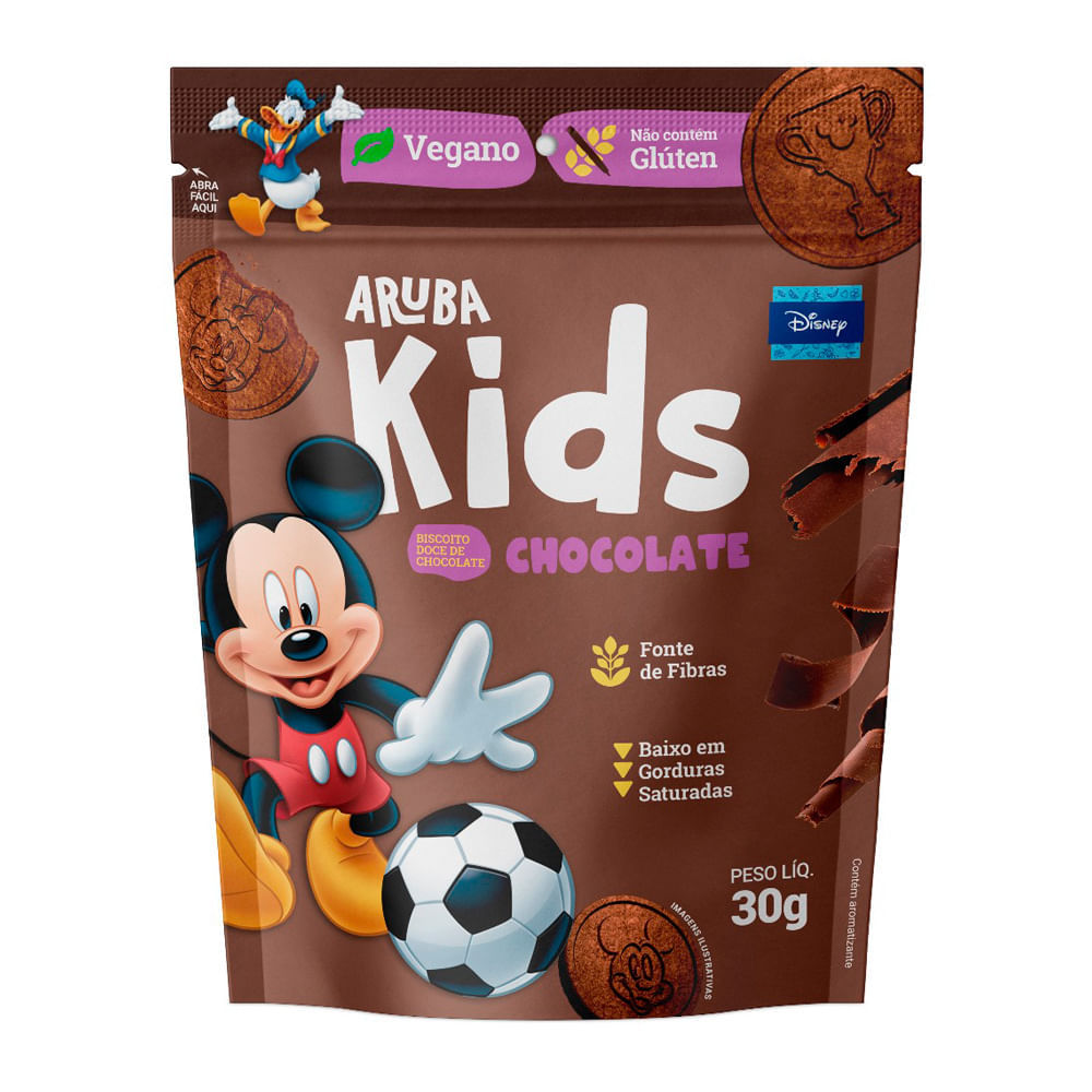 Biscoito Aruba Kids Disney Sabor Chocolate Vegano 30g