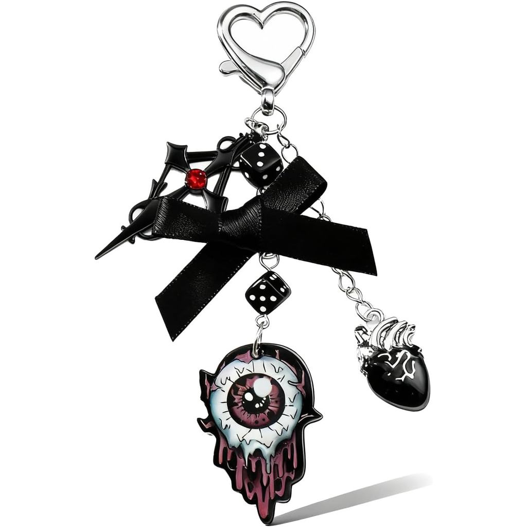 Kawaii Halloween Chaveiro Y2k Goth Bolsa Encantos Para Bolsas Dados Arco Olho Cruz Acessórios Presentes Mulher