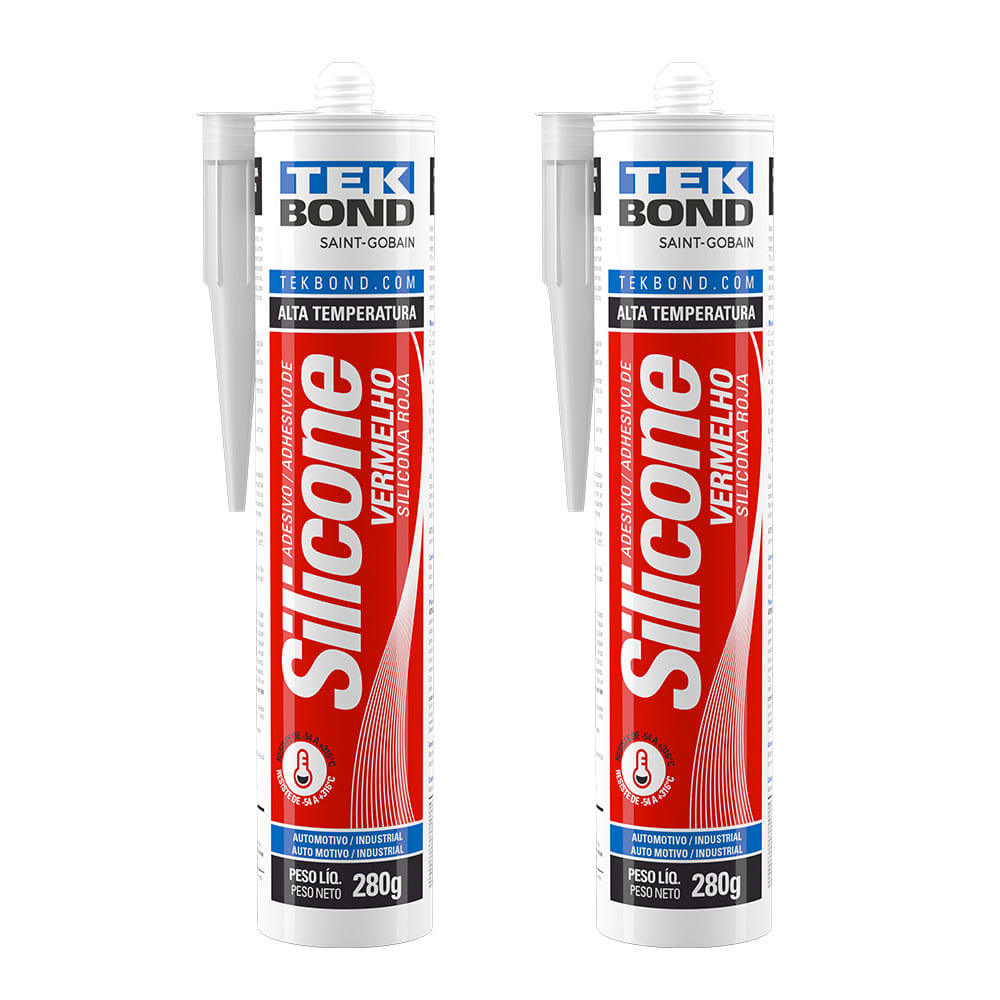 Adesivo Silicone Acetico Multiuso Alta Temperatura 280G Vermelho Cartucho Tekbond Resiste Até 316ºC · foto 2