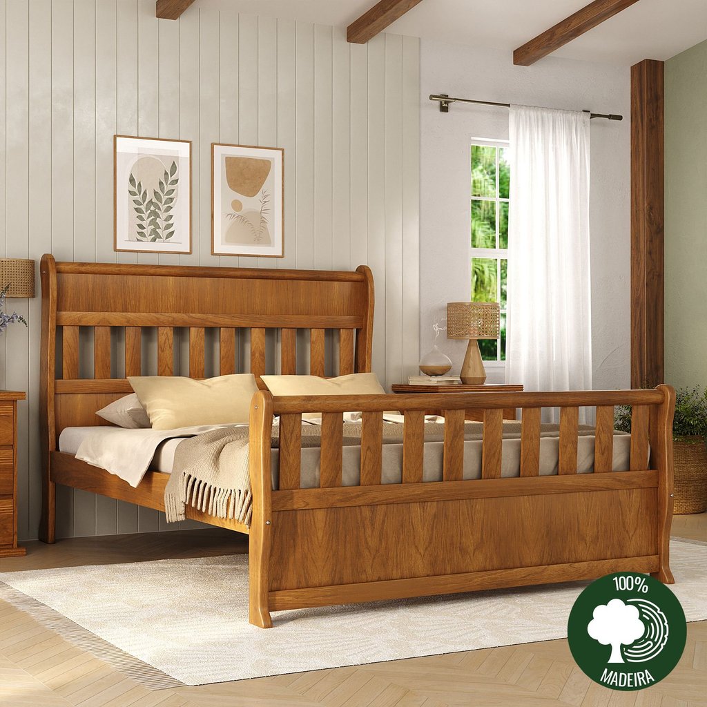 Cama Nathalia 1,60 - 100% madeira maciça Queen em Oferta na Shopee