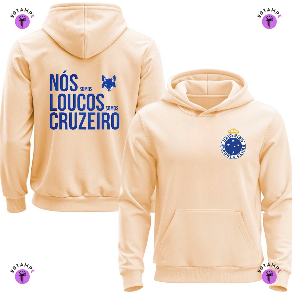 Moletom Canguru Com Capuz Adulto Masculino Feminino Time Cruzeiro Raposa Blusa De Frio Agasalho Casaco Unissex