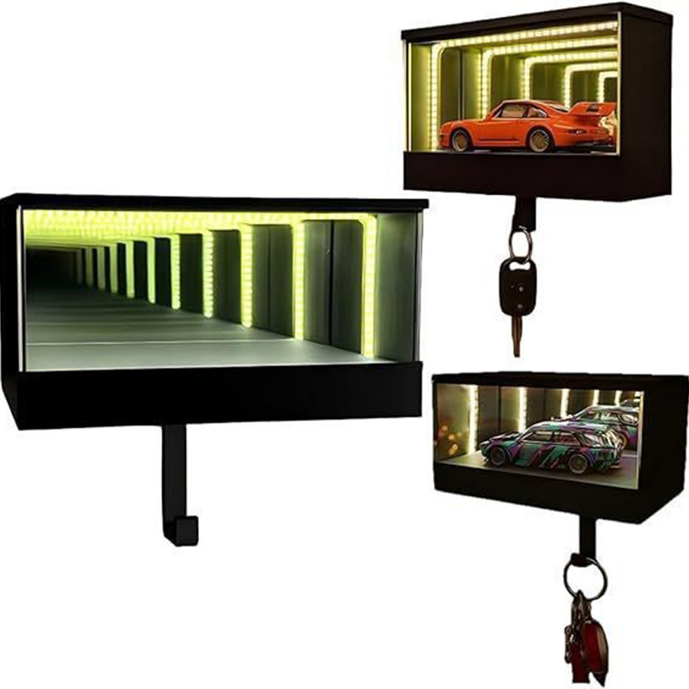 Infinity Garage Keychain Hanger, Keypit Garage Key Holder, Race Car Key Holder Wall Mount with LED, Car Keys Display