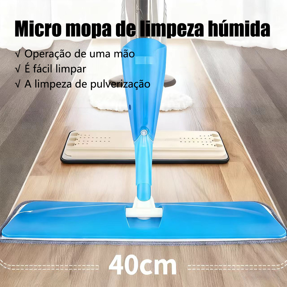 Kit Completo Mop Spray Giratório com Reservatório Flash Limp Mágico com 1 Refil para Limpeza Prática e Perfeita Diária
