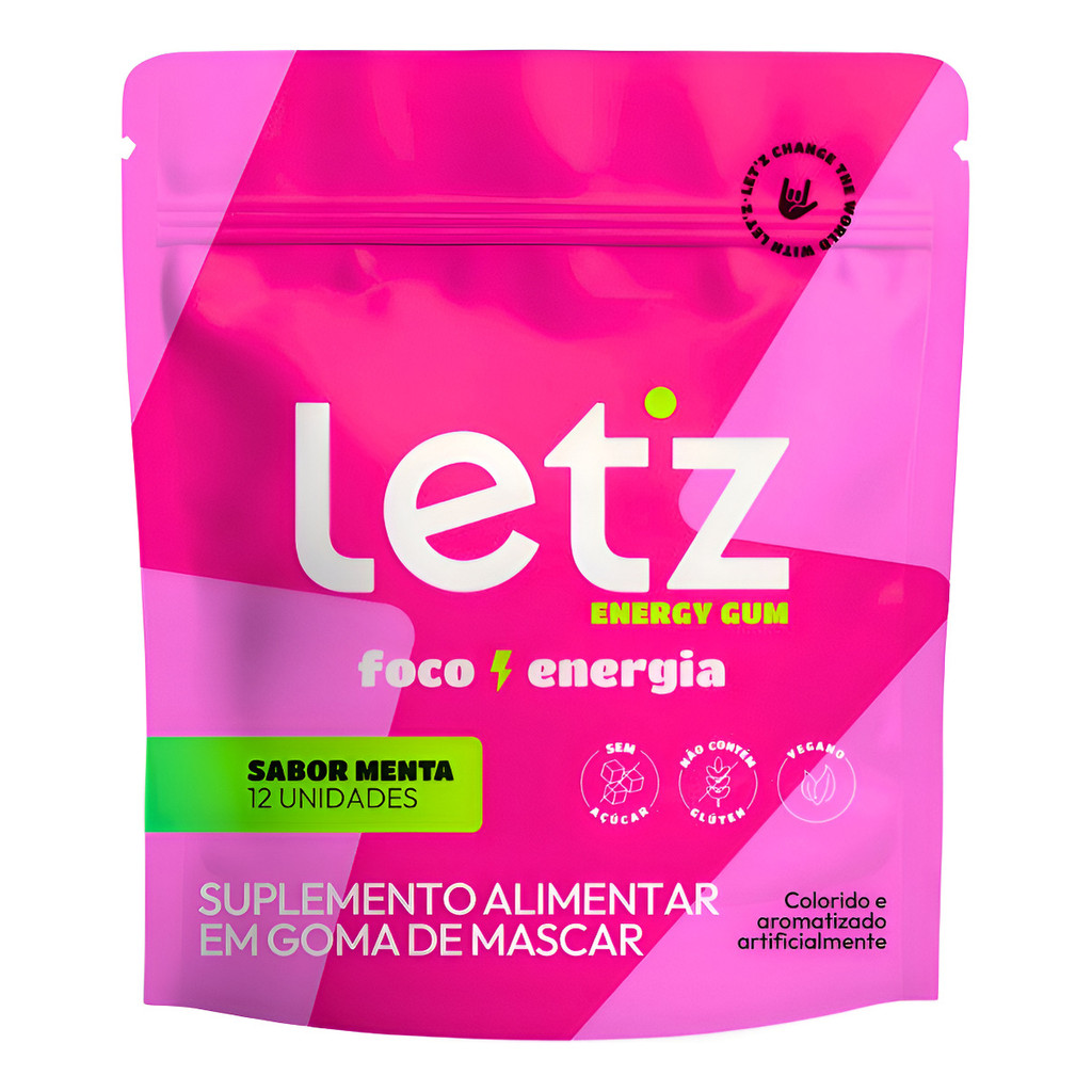 Chiclete Energético Letz Gum Pré Treino Cafeína Taurina 1 Un - Menta em Oferta na Shopee