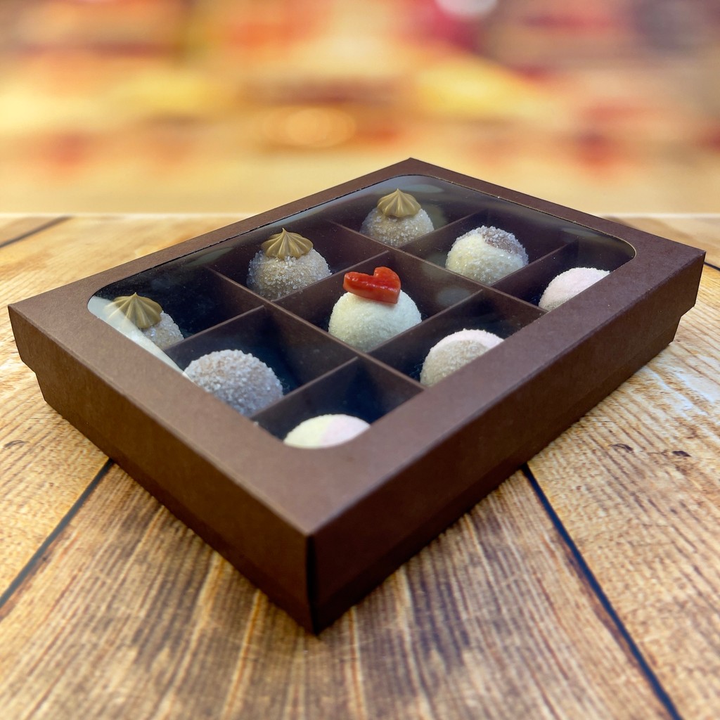 10 CAIXA P/9 DOCES COM BERÇO E VISOR MARROM REF-555 JOY PACK