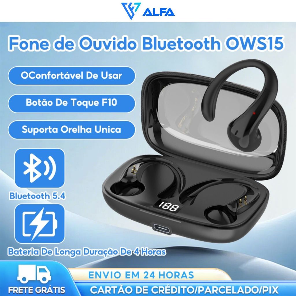 OWS15 Bluetooth Fone de Ouvido Bluetooth Open-end Ultra-Long Battery Lifety de 4 horas| Design Não-Ouvido em Oferta na Shopee