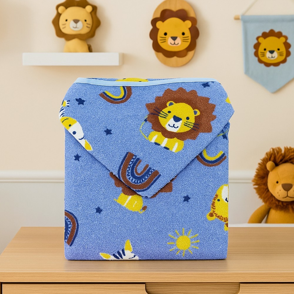 Toalha Com Capuz Bublim Sem Forro Estampa Leão 70cm x 70cm em Oferta na Shopee