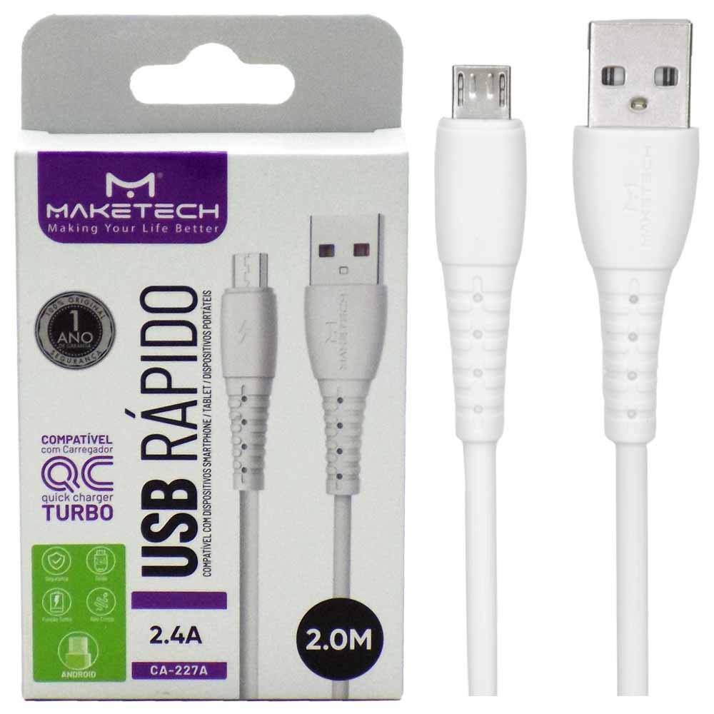 Cabo USB x micro-USB (2M) Branco CA227A Mtech - UN