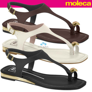 Sandália Moleca Feminina Rasteira Tira Dedo Metalizada Conforto em Oferta na Shopee