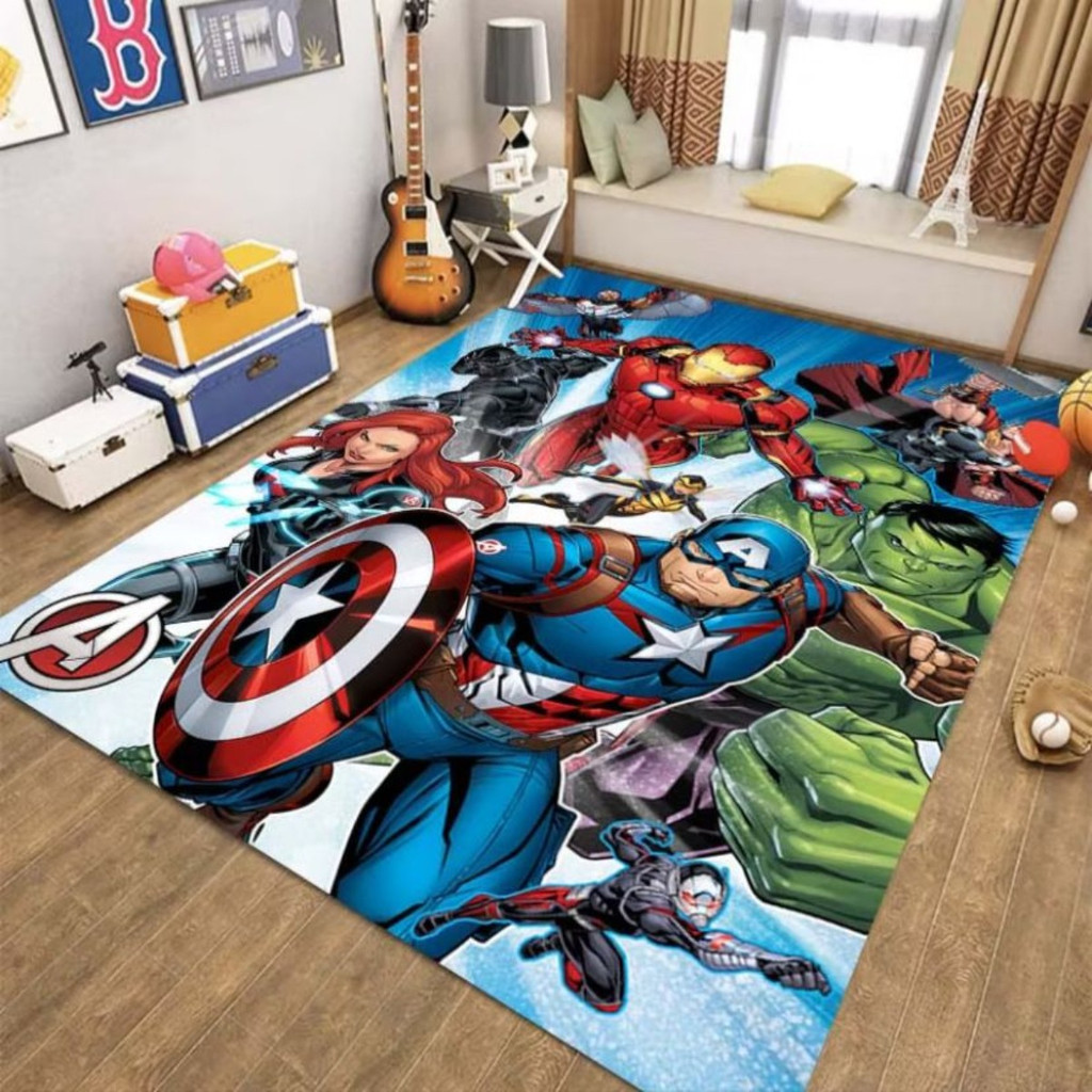 Tapete Retangular Heróis Quarto Infantil 100x140 Menino Man