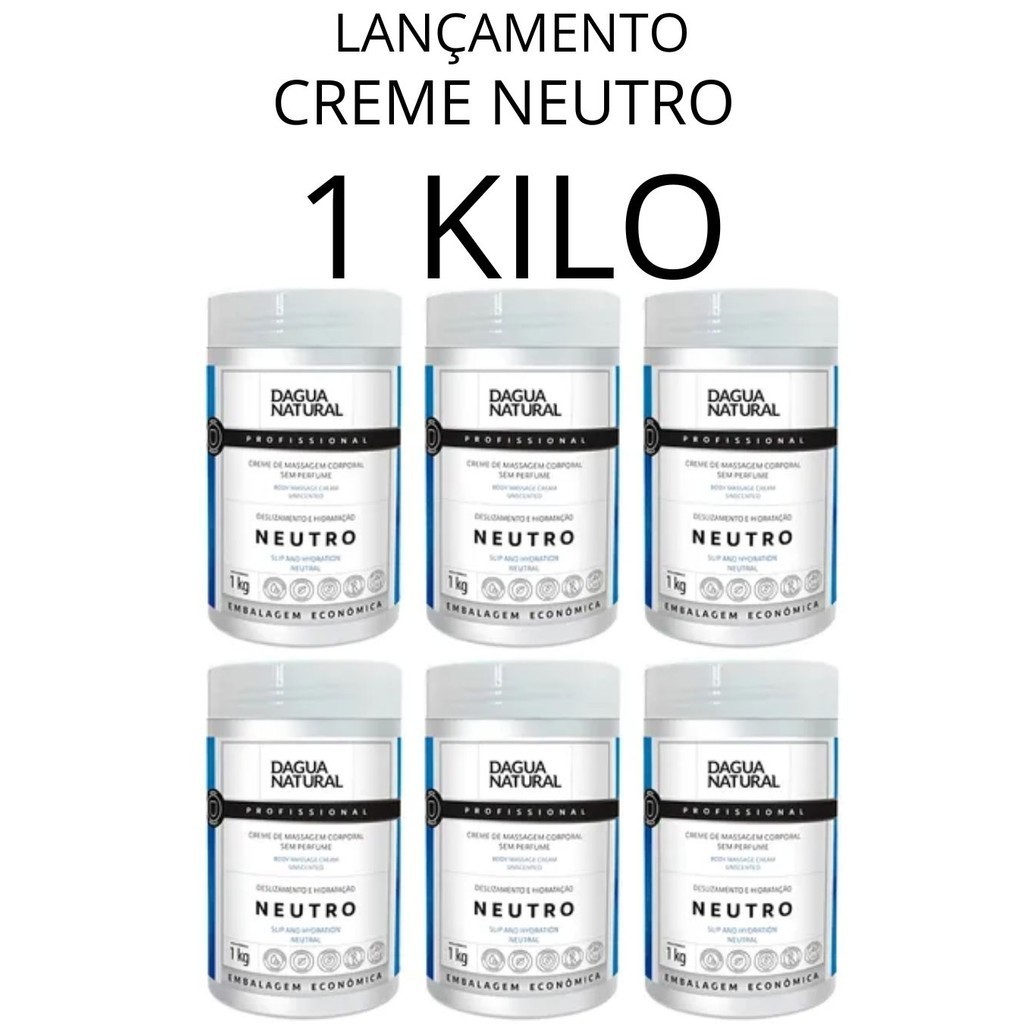 Creme de Massagem Natural NEUTRO 1KG Dagua Natural - 1 UNIDADE