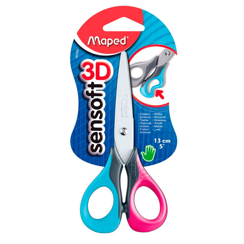 Tesoura escolar Sensoft 3D 13cm 069300 Maped em Oferta na Shopee