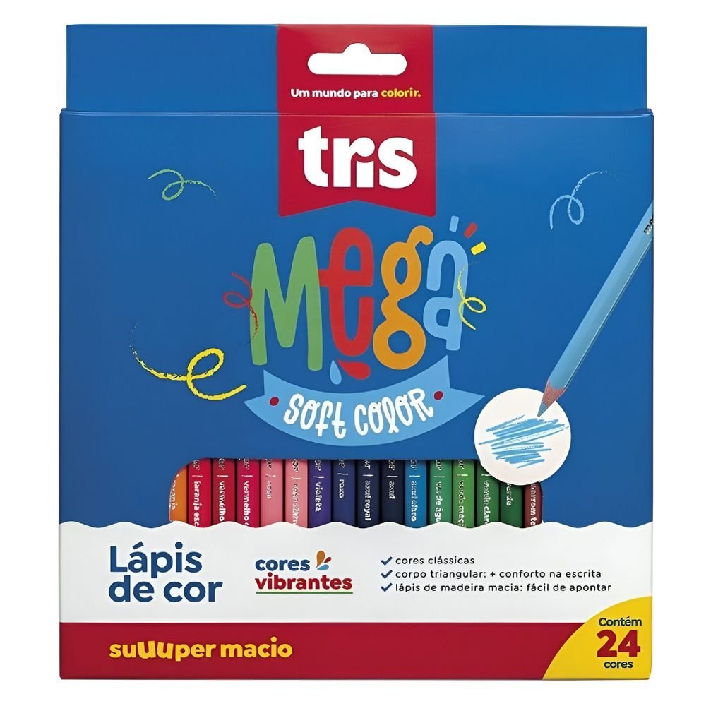 Lapis De Cor Mega Soft Color 24 Cores Tris em Oferta na Shopee
