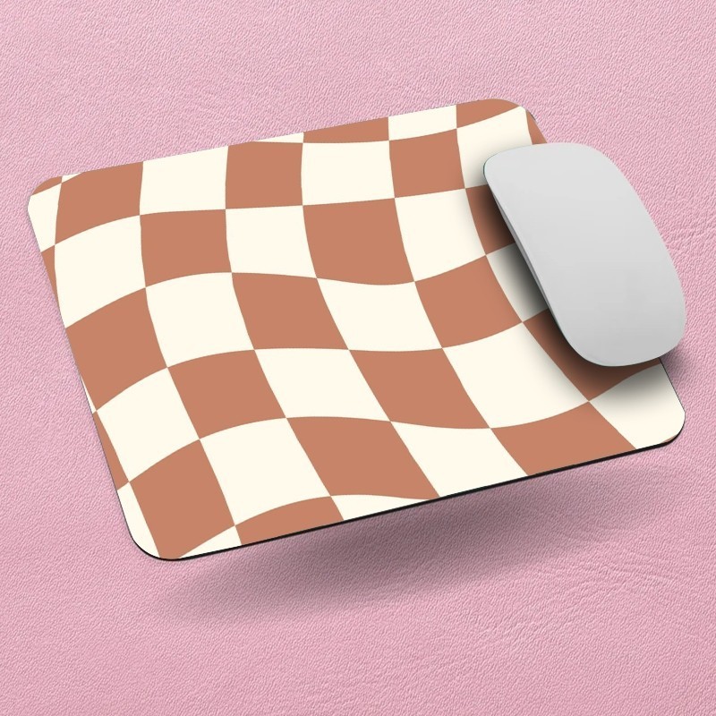 Mouse Pad Aesthetic Groovy Marrom Mousepad Retangular Quadriculado