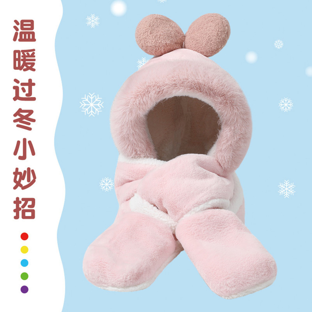 Inverno chapéu de pelúcia cachecol integrado crianças quente à prova de frio macio versão coreana pai-filho adulto cache