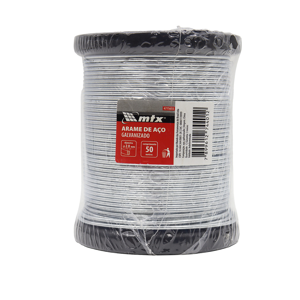 ARAME DE ACO, GALVANIZADO, 2MM, COMPRIMENTO 50M, 1,115KG, 1PC // MTX em Oferta na Shopee