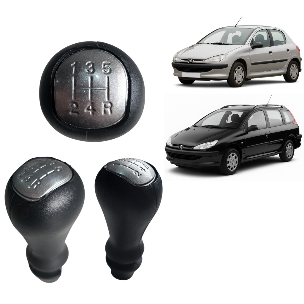 Manopla Alavanca Bola De Câmbio Peugeot 206 1998/2010 206 SW 1999/2009 Prata