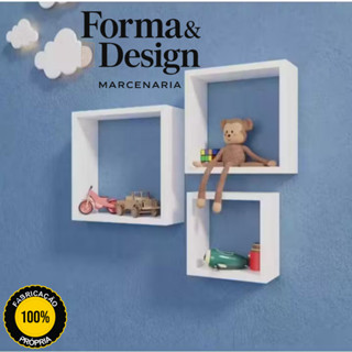 KIT 3 NICHOS 20|25|30cm MDF BRANCO PRATELEIRAS DECORATIVOS QUARTO SALA BANHEIRO em Oferta na Shopee