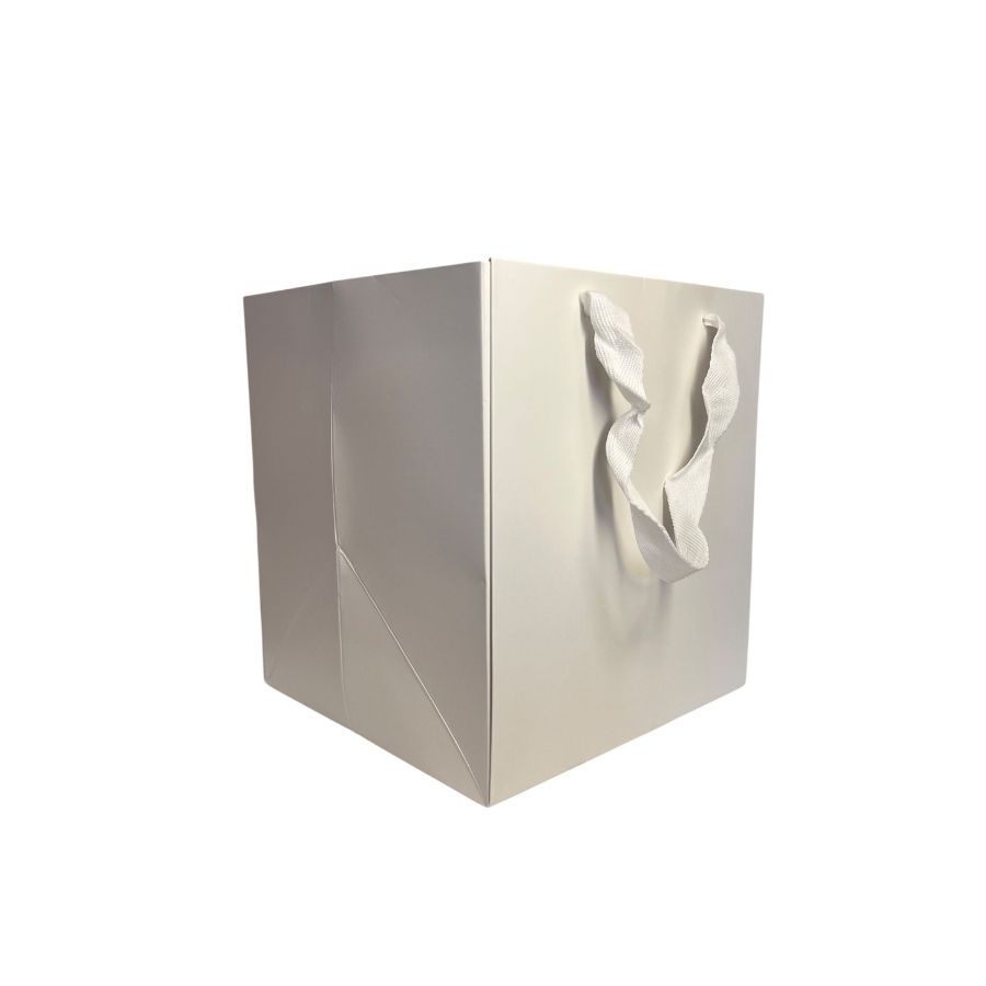 Sacola de Papel com Alça 18x18x18cm - Quadrada - Branca - 1 unidade