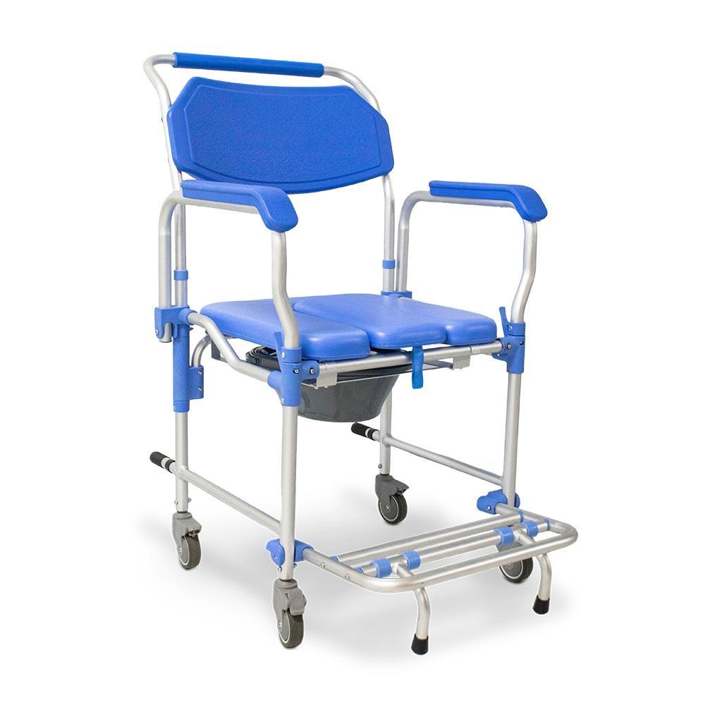 Cadeira de Banho Dellamed em Alumínio Assento 42cm até 150 Kg Azul e Cinza D60 em Oferta na Shopee