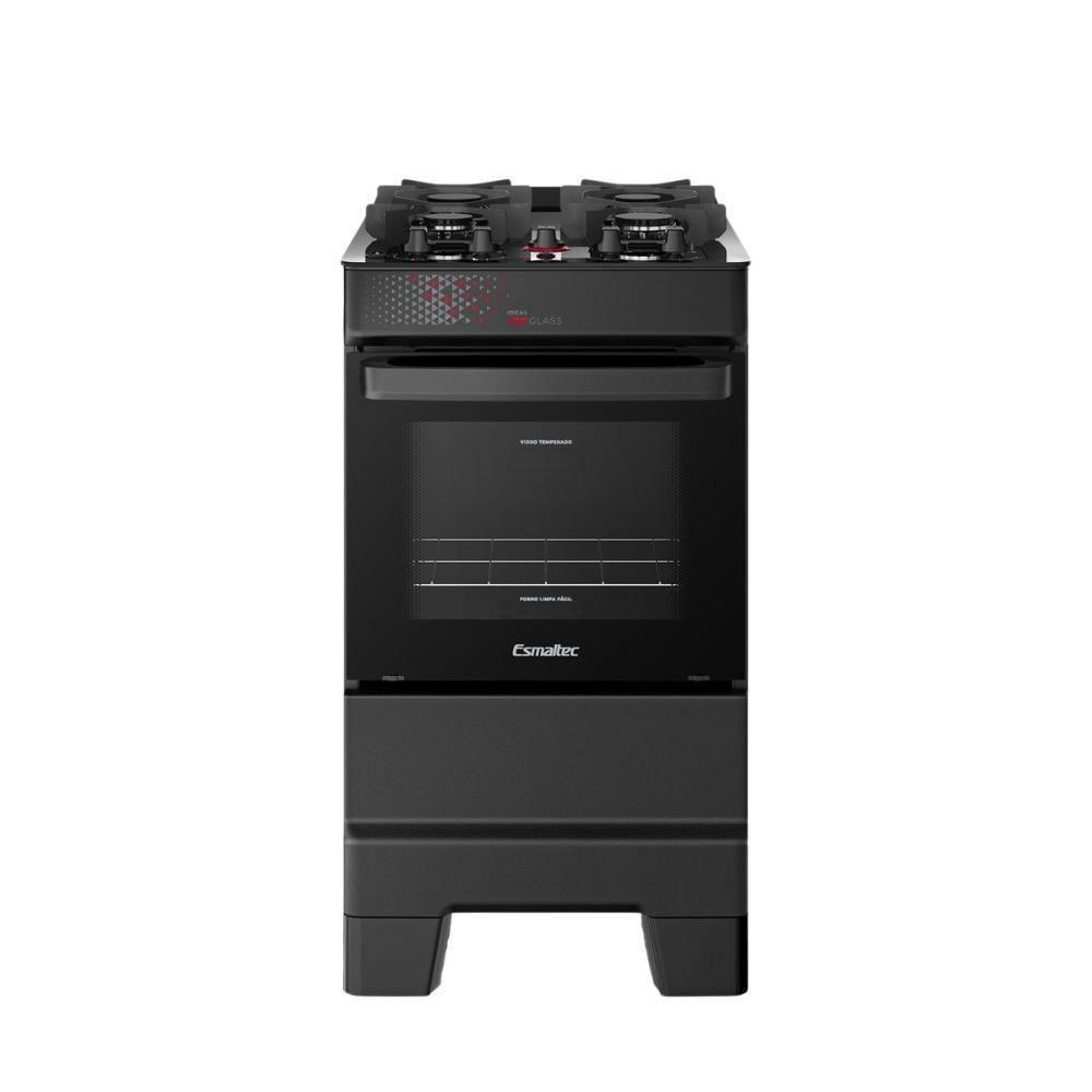 Fogão Esmaltec 4 Bocas Ideal Top Glass Mesa De Vidro Forno 50 Litros Preto T4VAP Bivolt em Oferta na Shopee