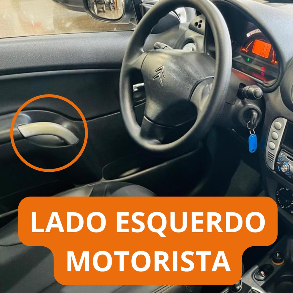 Macaneta Puxador Interno Porta C3 Completo Esquerdo - Prateado - Dianteira/traseira — imagem 2 de 2