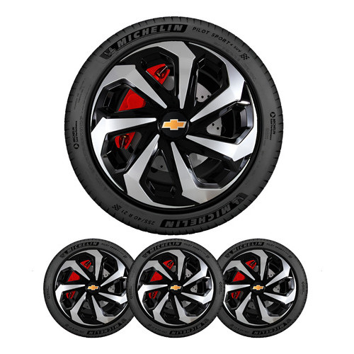 Jogo 4 Calota Gm Chevrolet Todos Aro 13 Prata Emblema em Oferta na Shopee