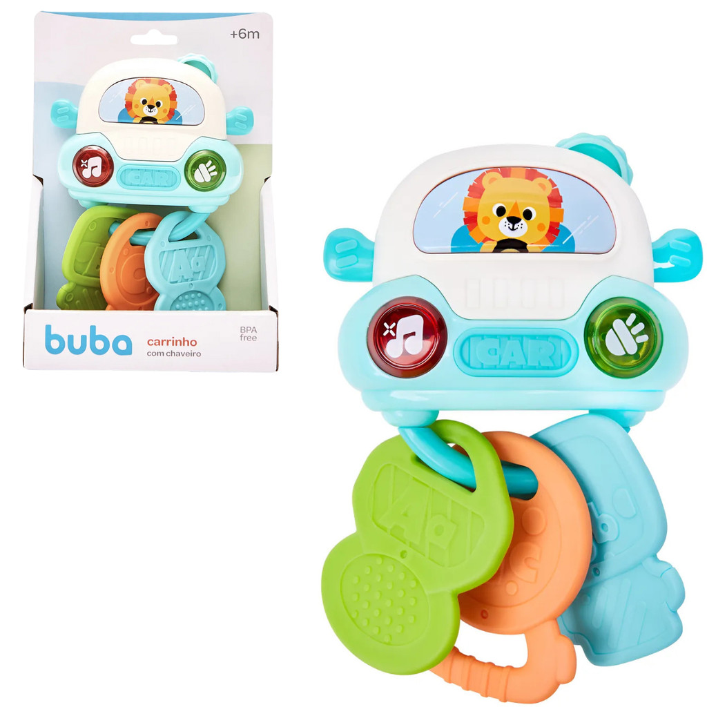 Mordedor Chaveiro Carrinho de Atividades com Luz e Som  Buba em Oferta na Shopee