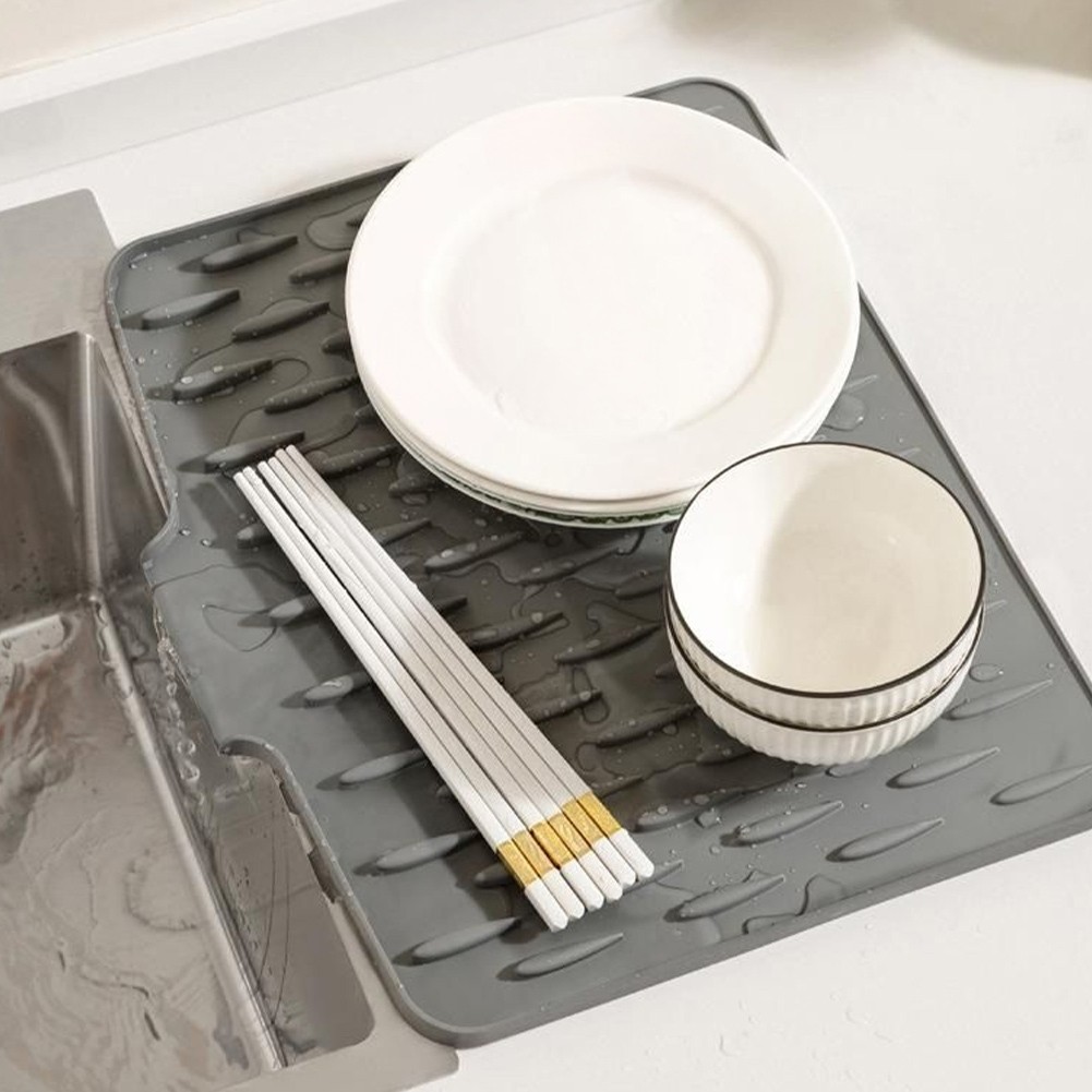 Tapete Escorredor Louça Com Dreno Silicone Premium Antiderrapante Copo Prato Talheres Cozinha