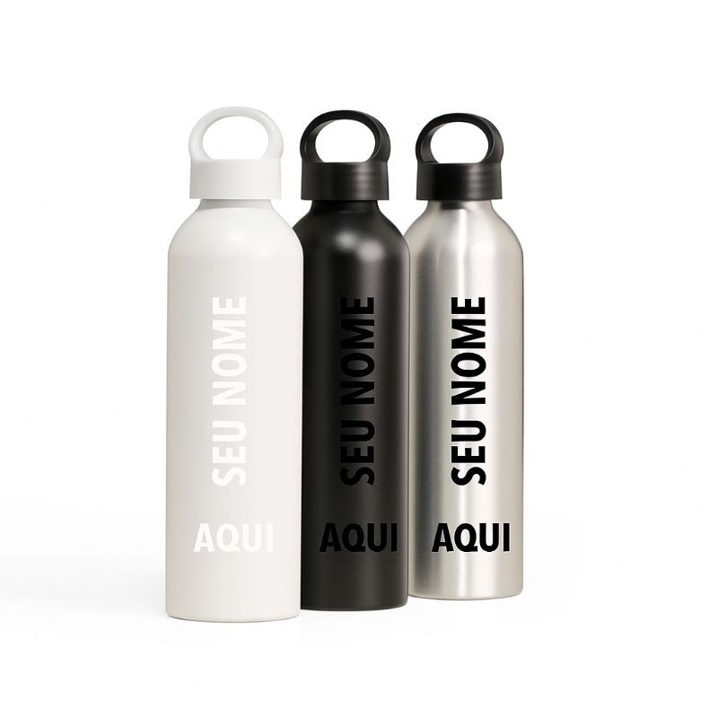 Garrafa Alumínio 630ml , Personalizada Nome E Profissões gravado a laser, não tem como escolher cor da letra. em Oferta na Shopee