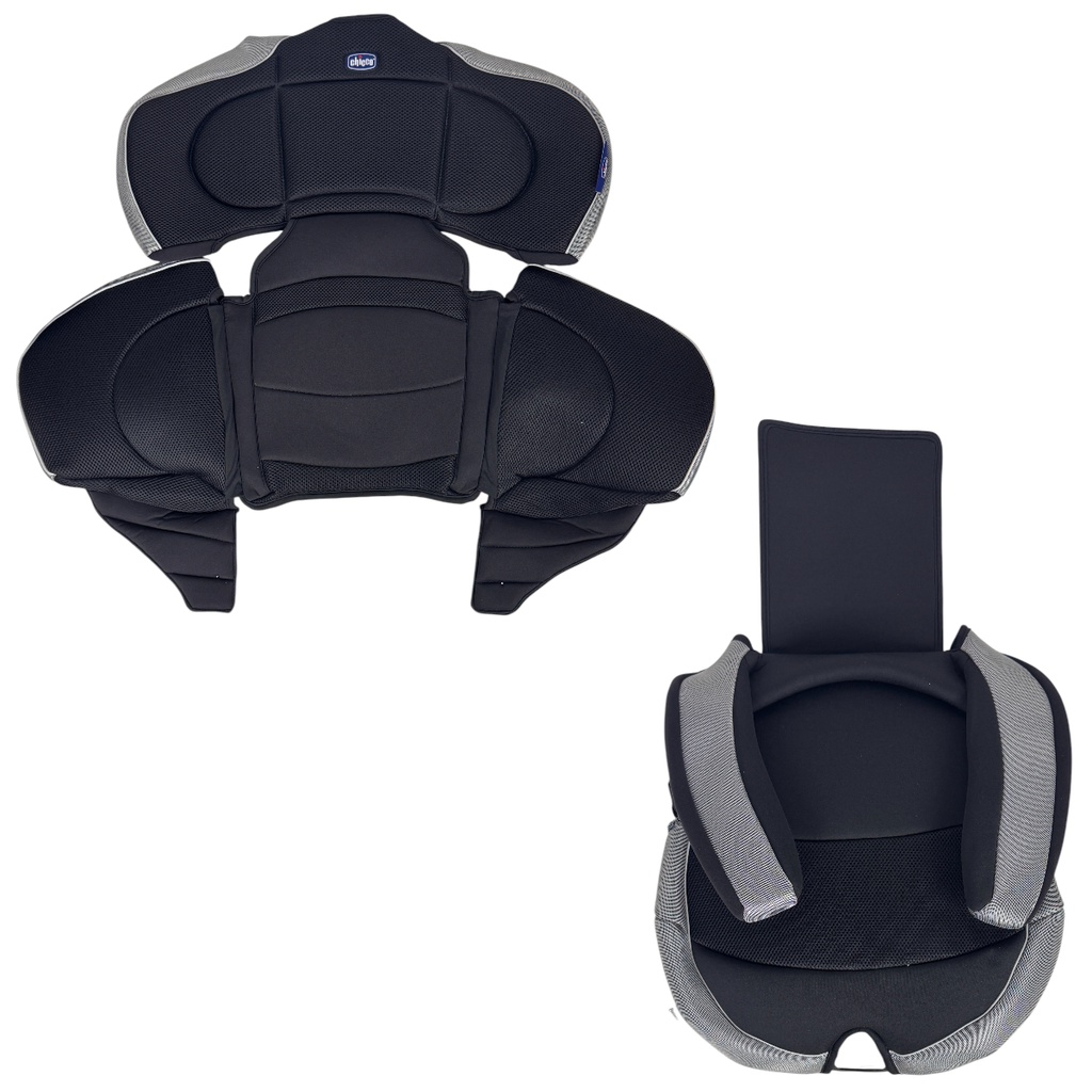 ESTOFADO PRETO COM PRATA COMPLETO PARA CADEIRA DE CARRO OASYS 2 3 CHICCO