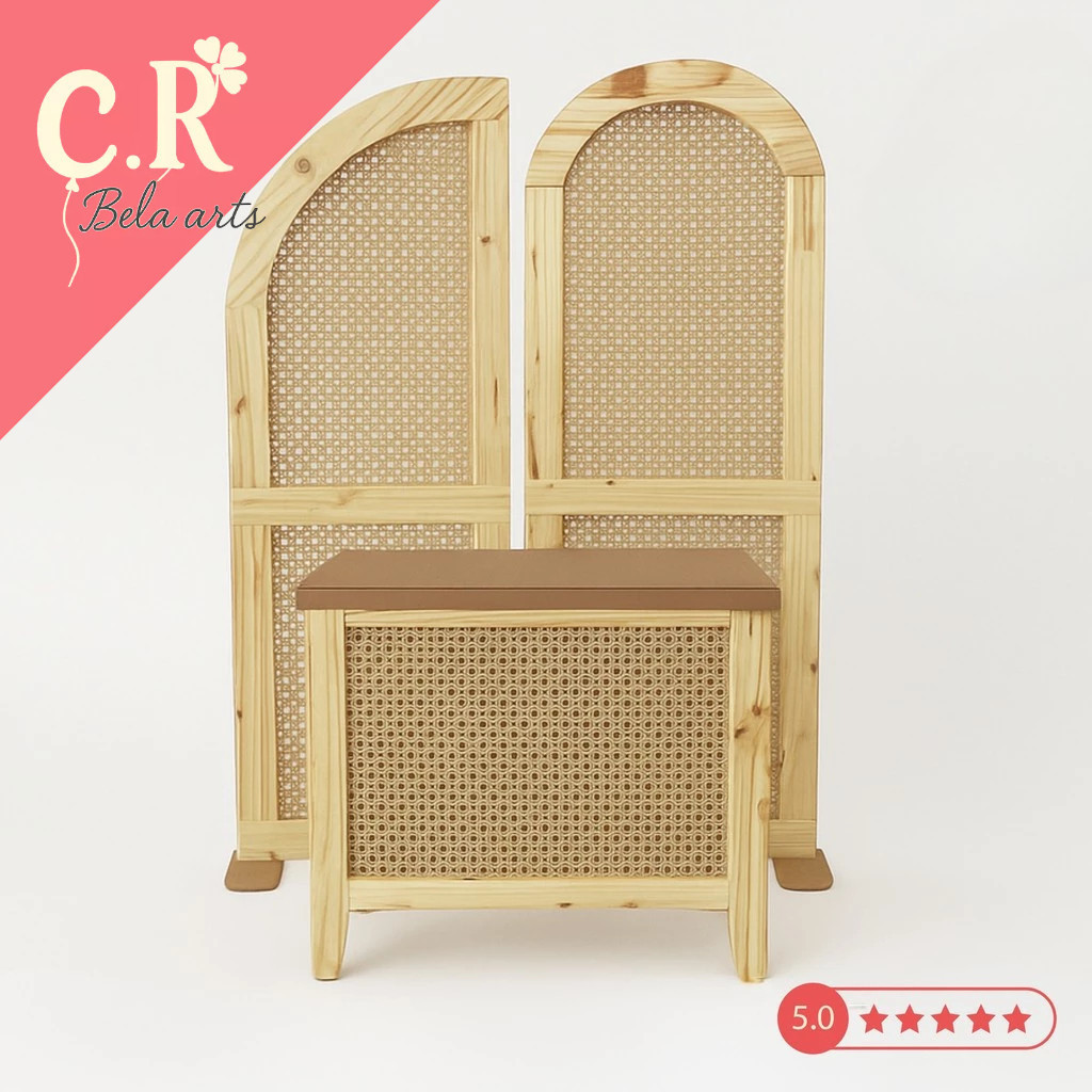 Kit Festa Luxuosa Painéis e Mesa Estilo Palha em MDF para Decorar com Facilidade Estilo