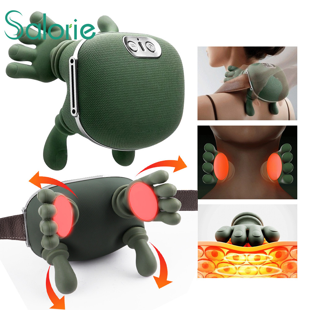 Salorie Pescoço Ombro Massageador Aquecido Volta Massageadores Elétrico Coluna Cervical Amassar Músculos Massagem Traves