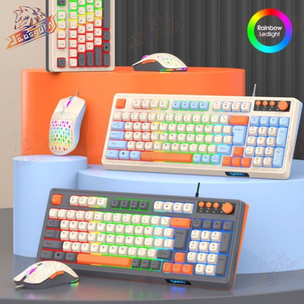 Kit Teclado E Mouse Gamer Com Fio Para Três combinações de LED Iluminado 98 Teclas