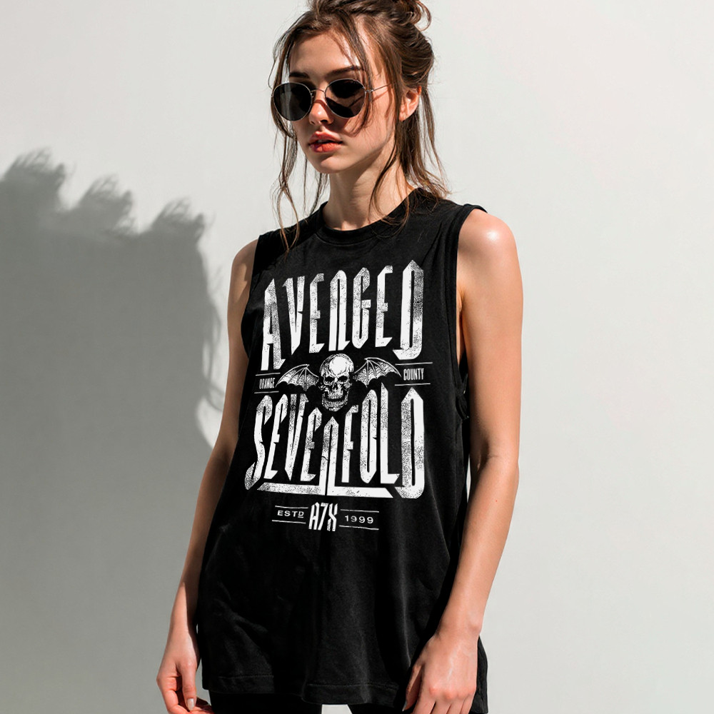 Camiseta Regata Feminina Muscle Tee Alongada Avenged Sevenfold Banda Rock Confortavel Soltinho Oversized