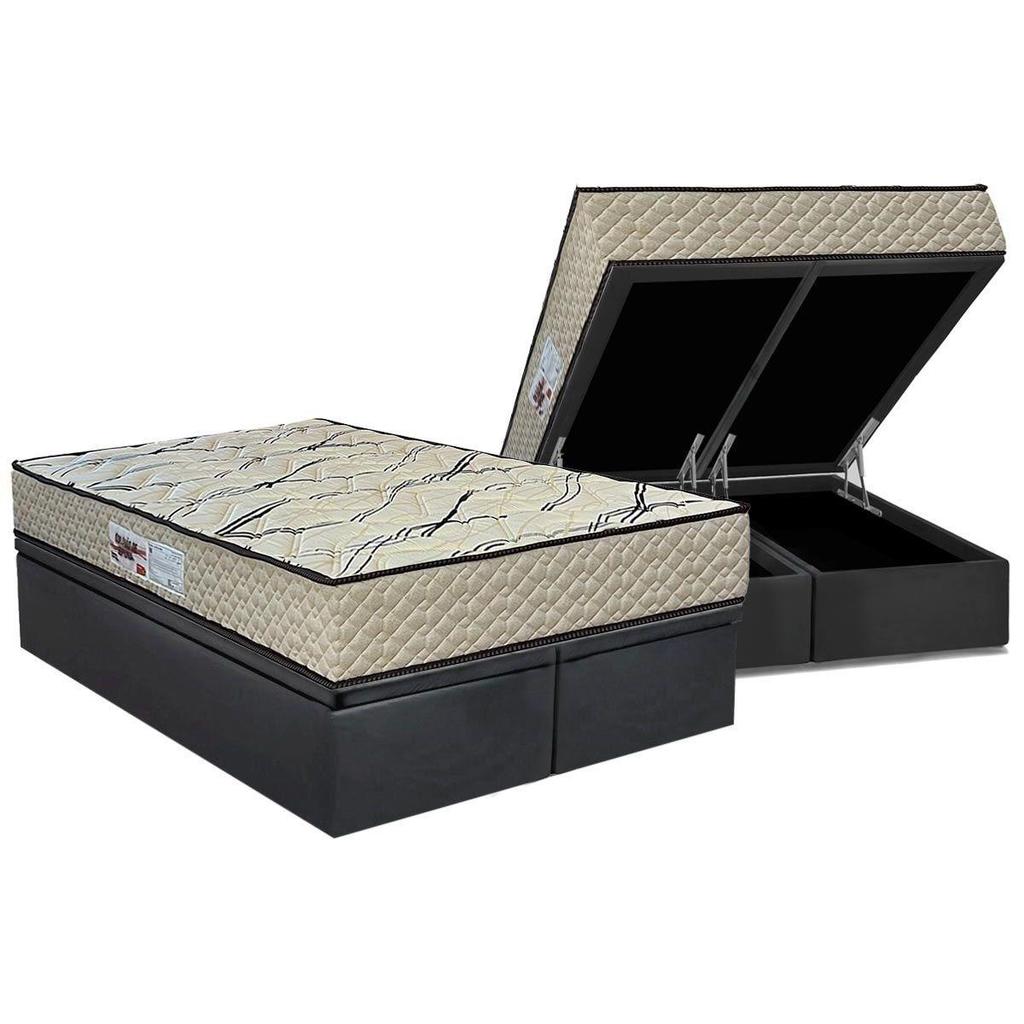 Cama Box Baú Queen: Colchão Ortopédico Paropas AG65 Max Sono Clean + Base CRC Suede Gray (158x198)