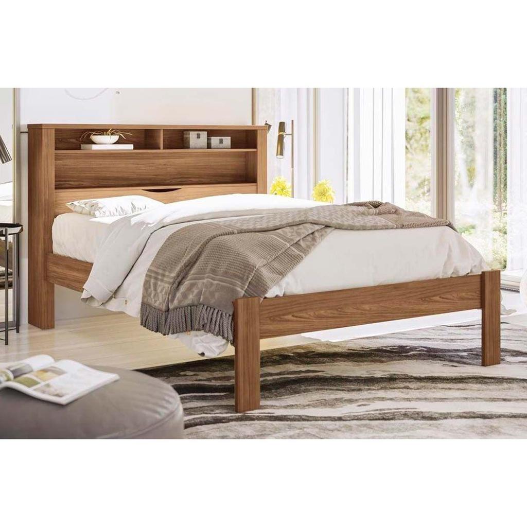 Cama de Casal Invicta com Baú + 2 Nichos Jatoba/Atacama - Santos Andirá em Oferta na Shopee