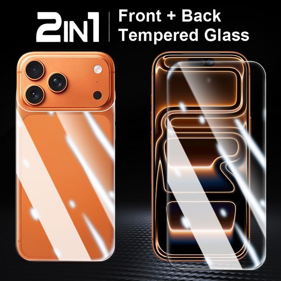 Pelicula de vidro + pelicula traseira para iPhone 17 16 15 14 13 12 11 Pro Max Air Plus 16e mini Película