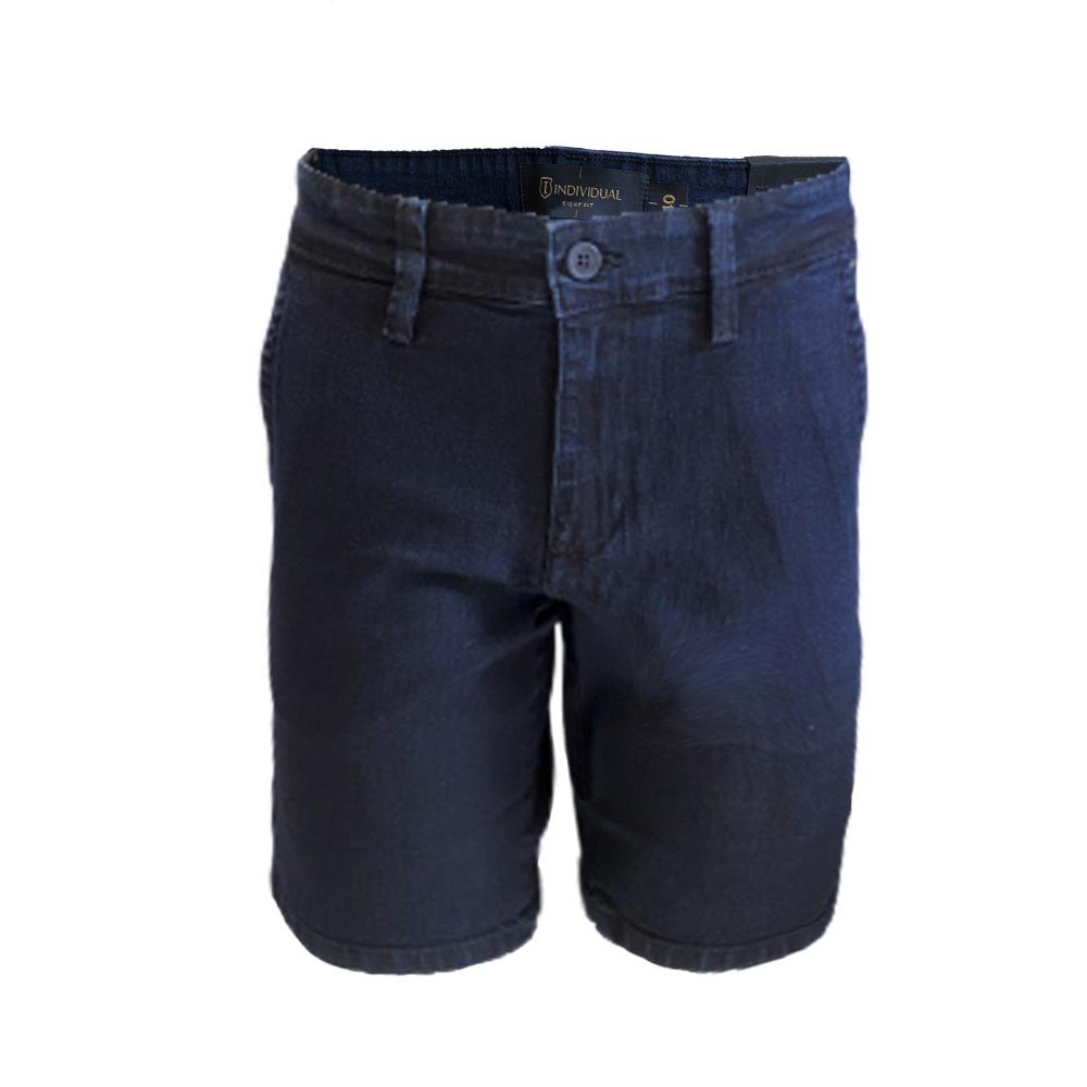 Bermuda Individual Jeans Escuro Bottons Curtos