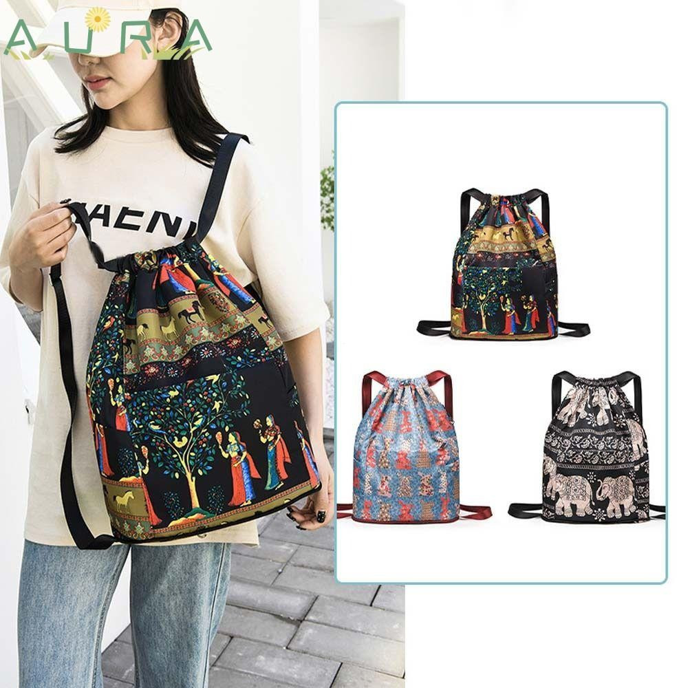 Mochila Com Cordão AURA , Esportiva Dobrável Separação Seca E Úmida De Tecido , Bolsa De Ombro Leve