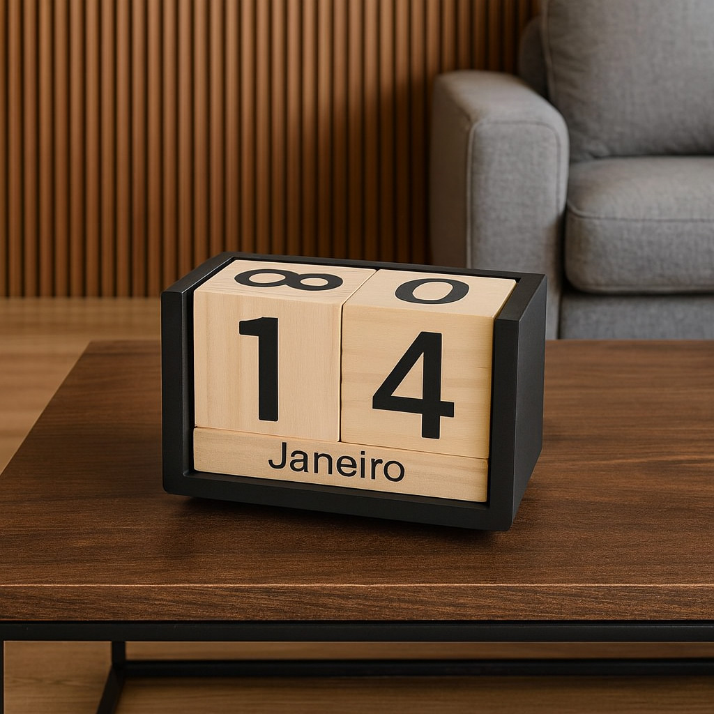 Calendário de Madeira Decorativo Perpétuo, Ideal para Mesa de Escritório e Ambientes Organizados em Oferta na Shopee