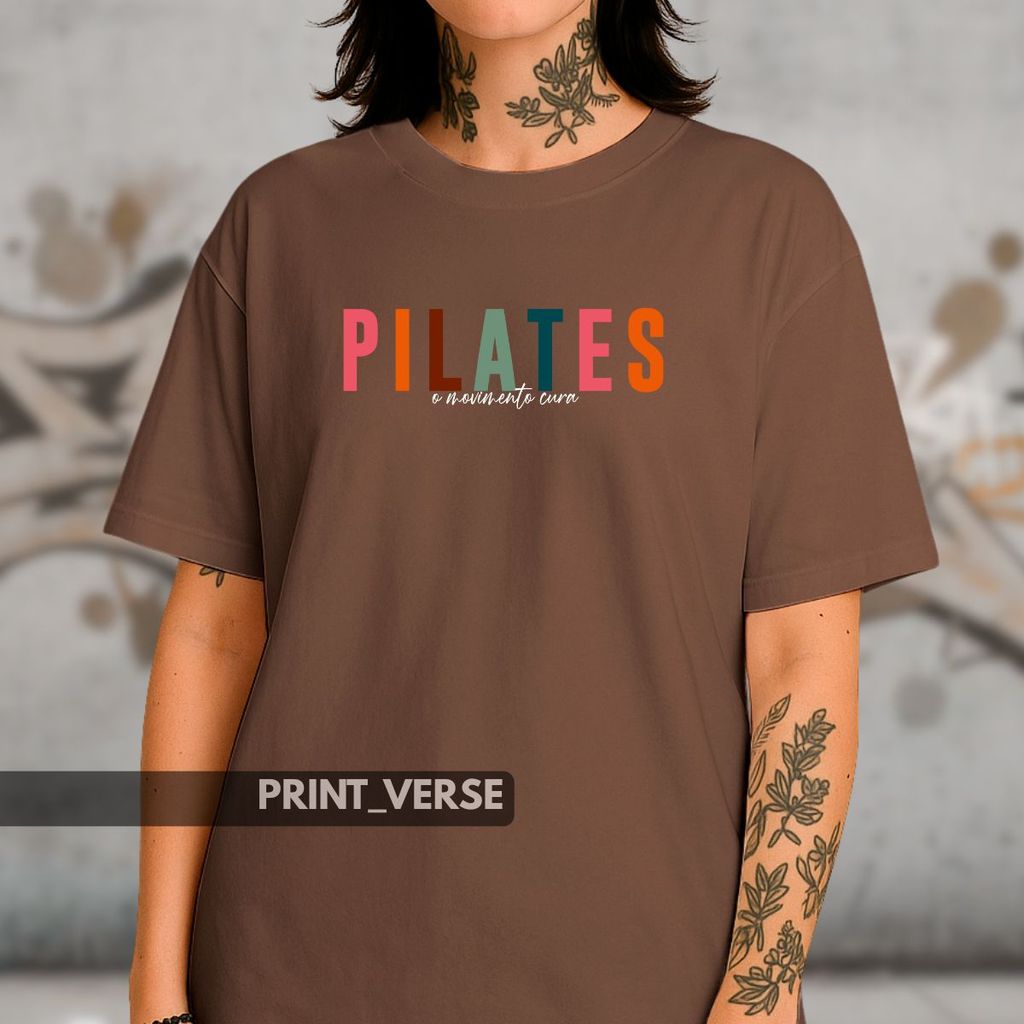 Camiseta Unissex Básica Treino Estampa Pilates Fisioterapia Físico Saude Corpo Mente Sã Casual