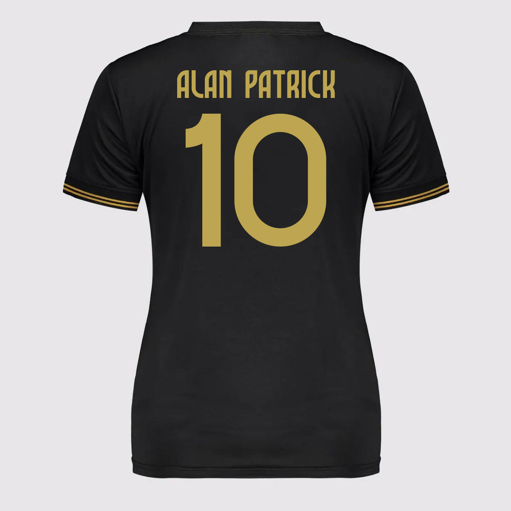 Camisa Internacional Feminina Preta e Dourada 10 Alan Patrick em Oferta na Shopee