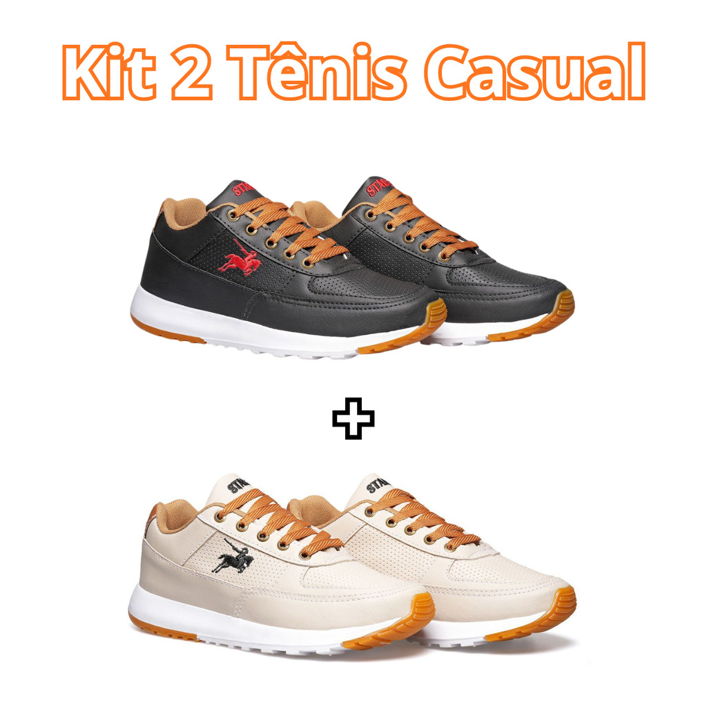 Kit 2 Tênis Sapatênis Masculino Casual Todo Preto Promoção