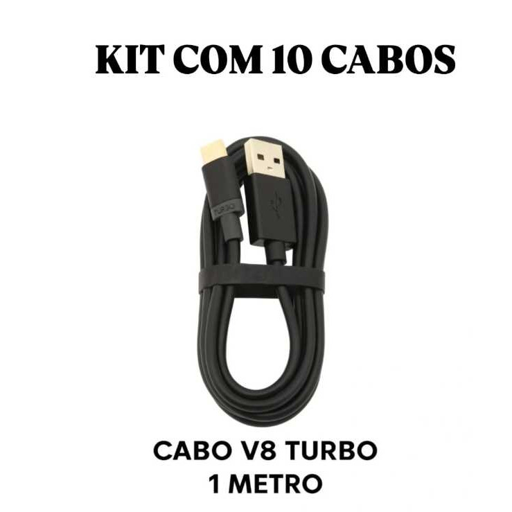 KIT C/ 10 CABOS CARREGADOR V8 - 1 METROm em Oferta na Shopee