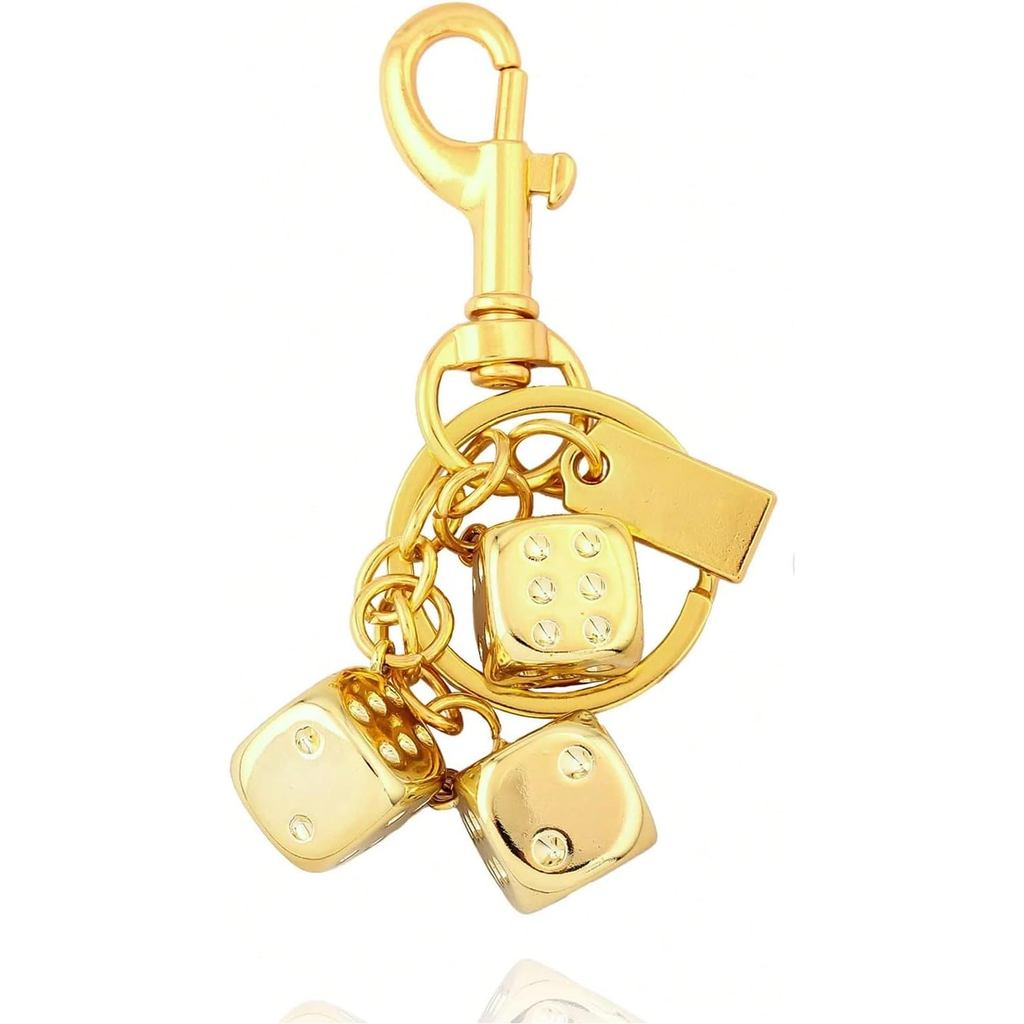 Kawaii Legal Dados Chaveiro Tira Ouro Saco Encantos Bolsa Para Bolsas Sacolas Mochila Acessórios Presente Mulher Homem